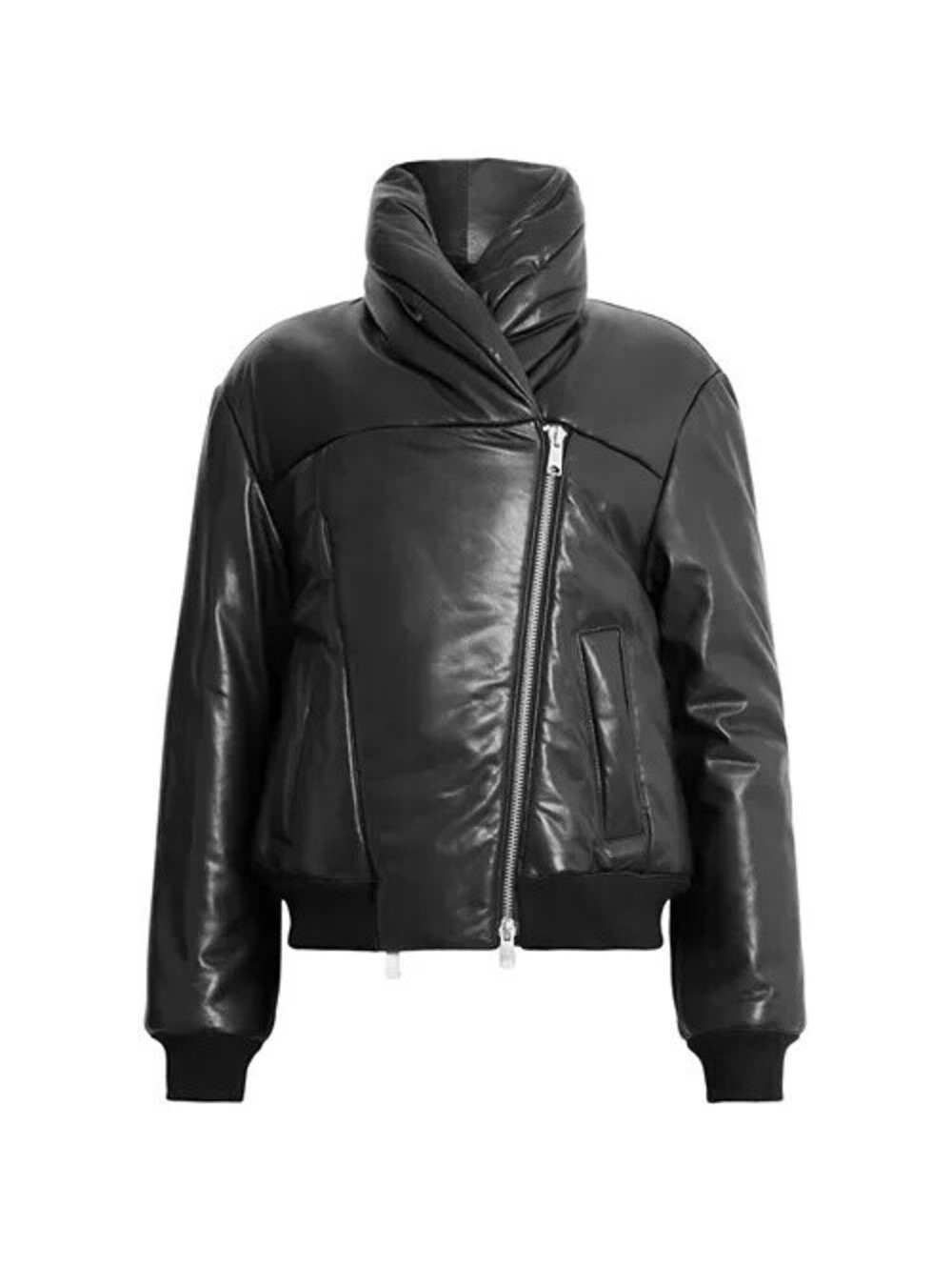 NEW, ALLSAINTS Lauren Lea Puffer Leather Jacket in Black Sz 8 #SJ2733